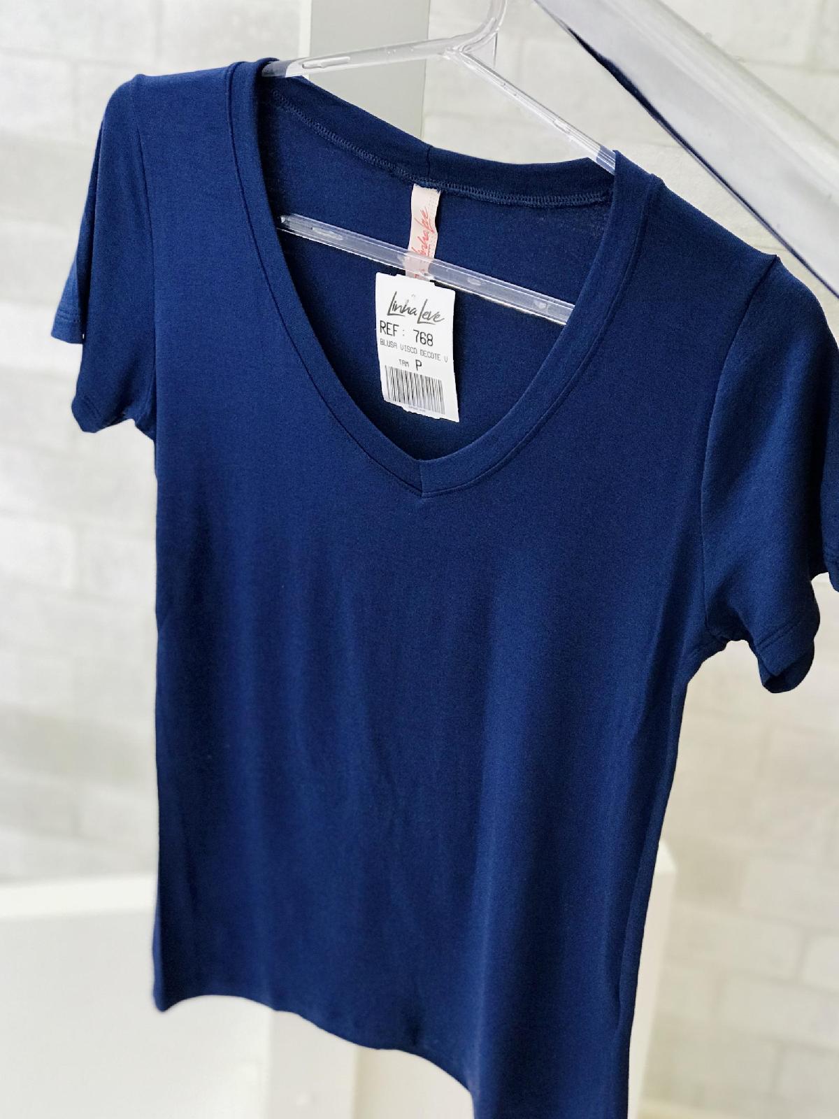 Foto do produto Blusa Linha Leve Preto L768 Basica Azul Marinho