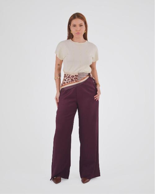 Foto do produto  Calça Fem Eagle Rock  K891972026 Linho Wide Leg  Vinho