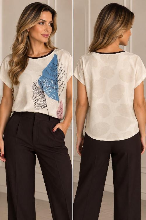 Foto do produto  Blusa Anemone Estampada Bege