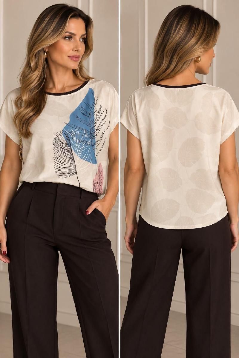 Foto do produto  Blusa Anemone Estampada Bege