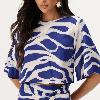 Foto do produto Blusa Deliz  Solta Cropped Mar Sereno