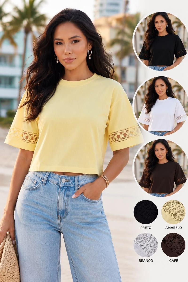 Foto do produto  Blusa Epifani Detalhe Manga Cropped  Marrom