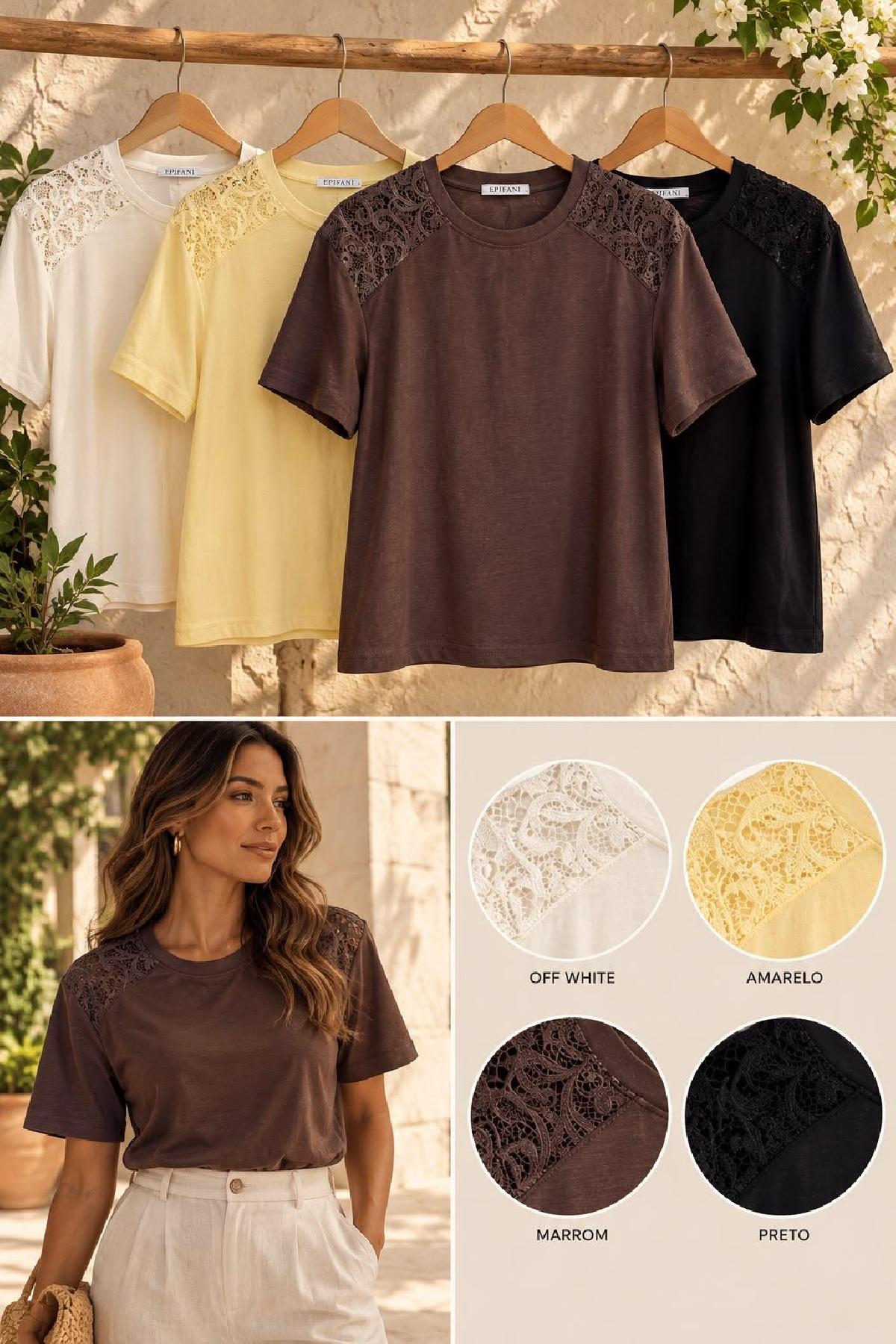 Foto do produto Blusa Epifani Renda T-shirt  Amarelo