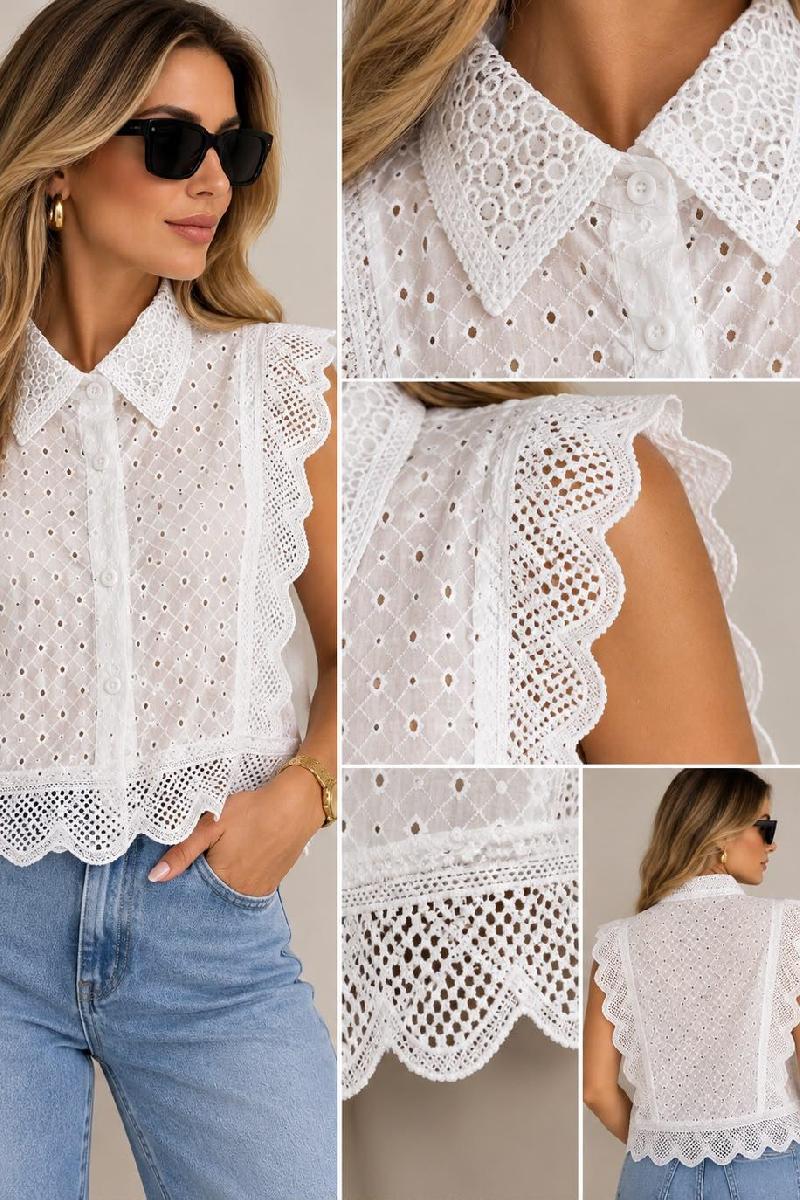 Foto do produto  Blusa Heli Fashion Renda Regata Branco
