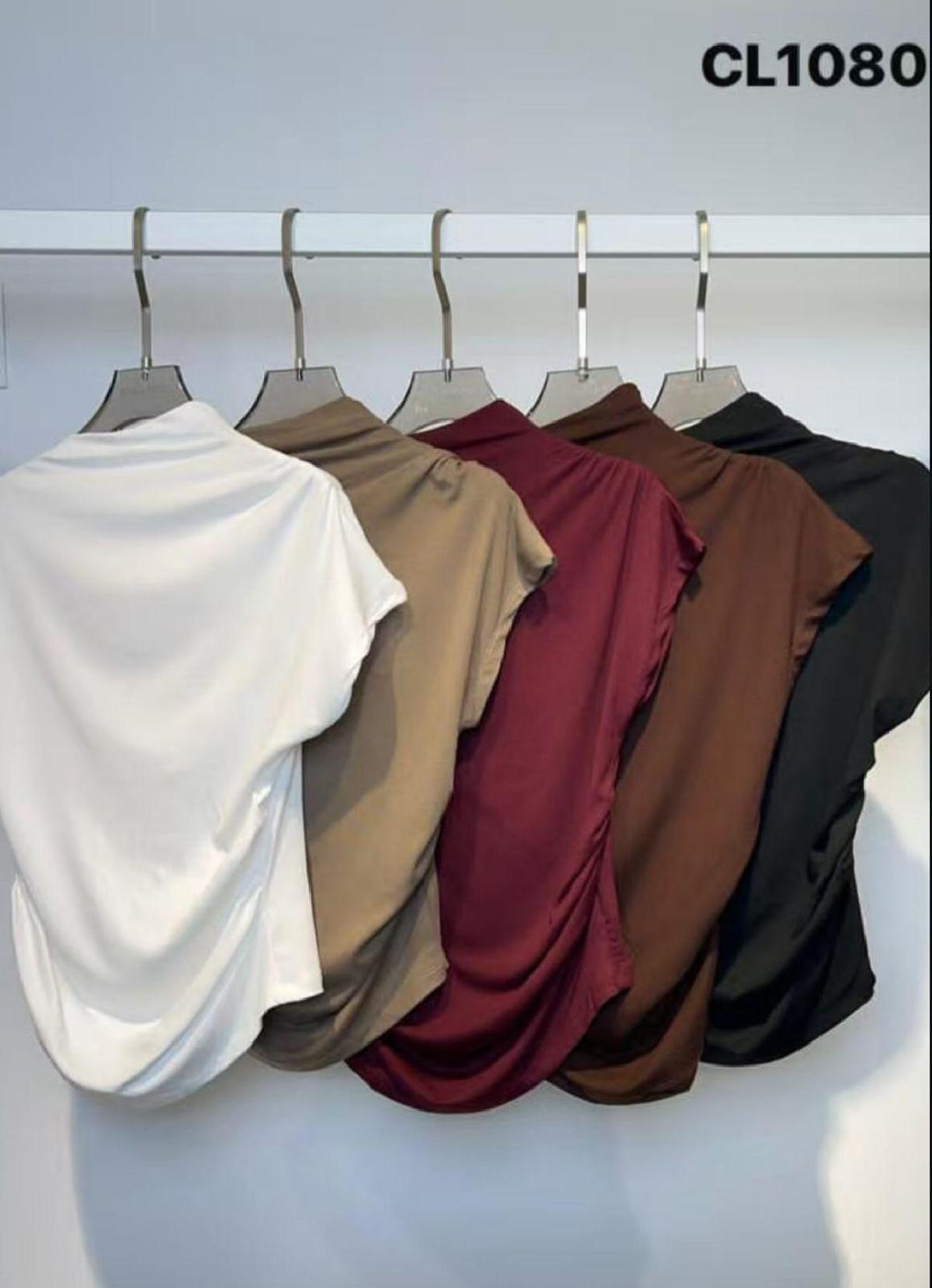 Foto do produto Blusa Shasha Marrom Cl10802026 Drapeado Gola Alta Marrom