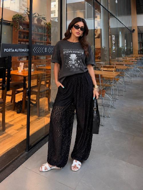 Foto do produto  Blusa Vintage Oversized Estampa Cinza