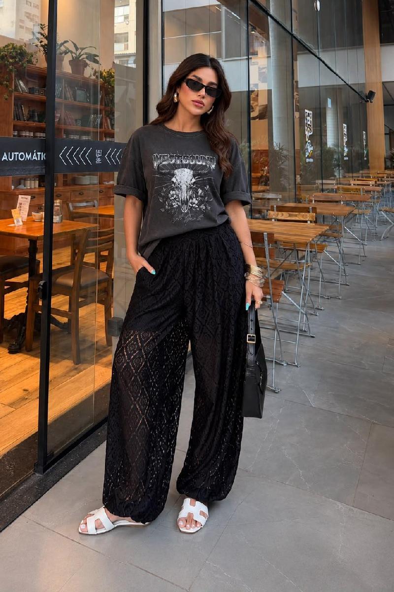 Foto do produto  Blusa Vintage Oversized Estampa Cinza