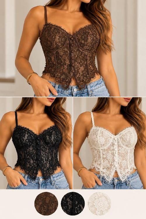 Foto do produto  Blusa Yubli Modas Renda Corset  Preto