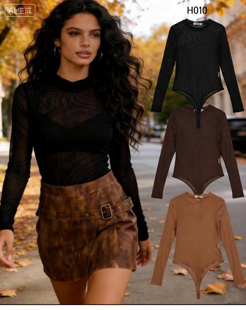 Foto do produto  Body Leos Manga Longa Tule Preto