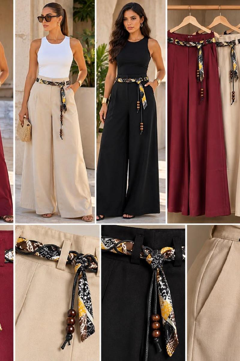 Foto do produto  Calça Alfaiataria Fe Epifani Pantalona  Vinho