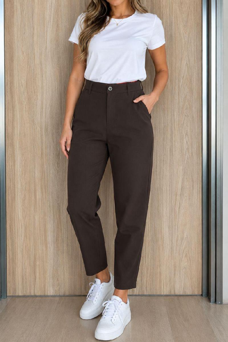 Foto do produto  Calça Alfaiataria Fe Teezz Bolso Faca Café
