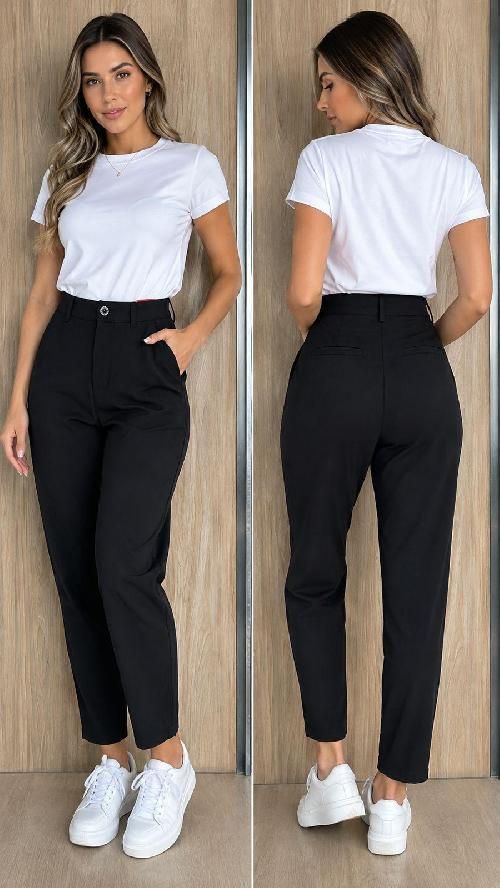 Foto do produto  Calça Alfaiataria Fe Teezz Bolso Faca Preto