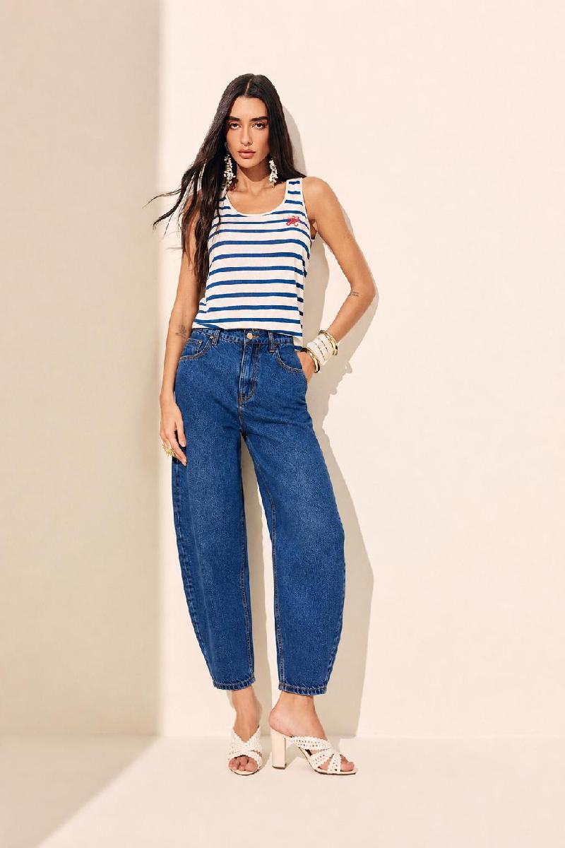 Foto do produto  Calça Fem Deliz Barrel Azul Claro