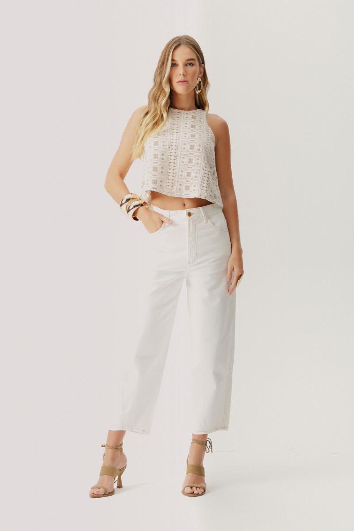 Foto do produto Calça Fem Deliz Barrel Off White