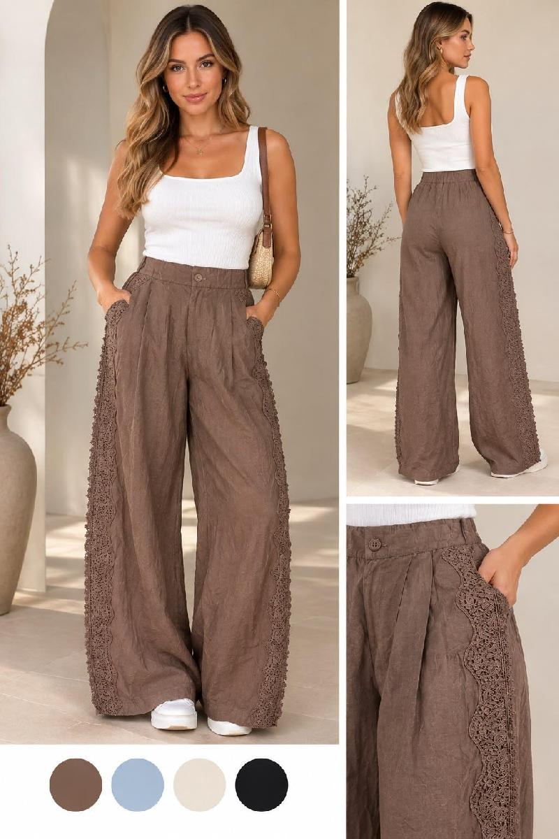Foto do produto  Calça Fem Eagle Rock Renda Pantalona Azul Bebe