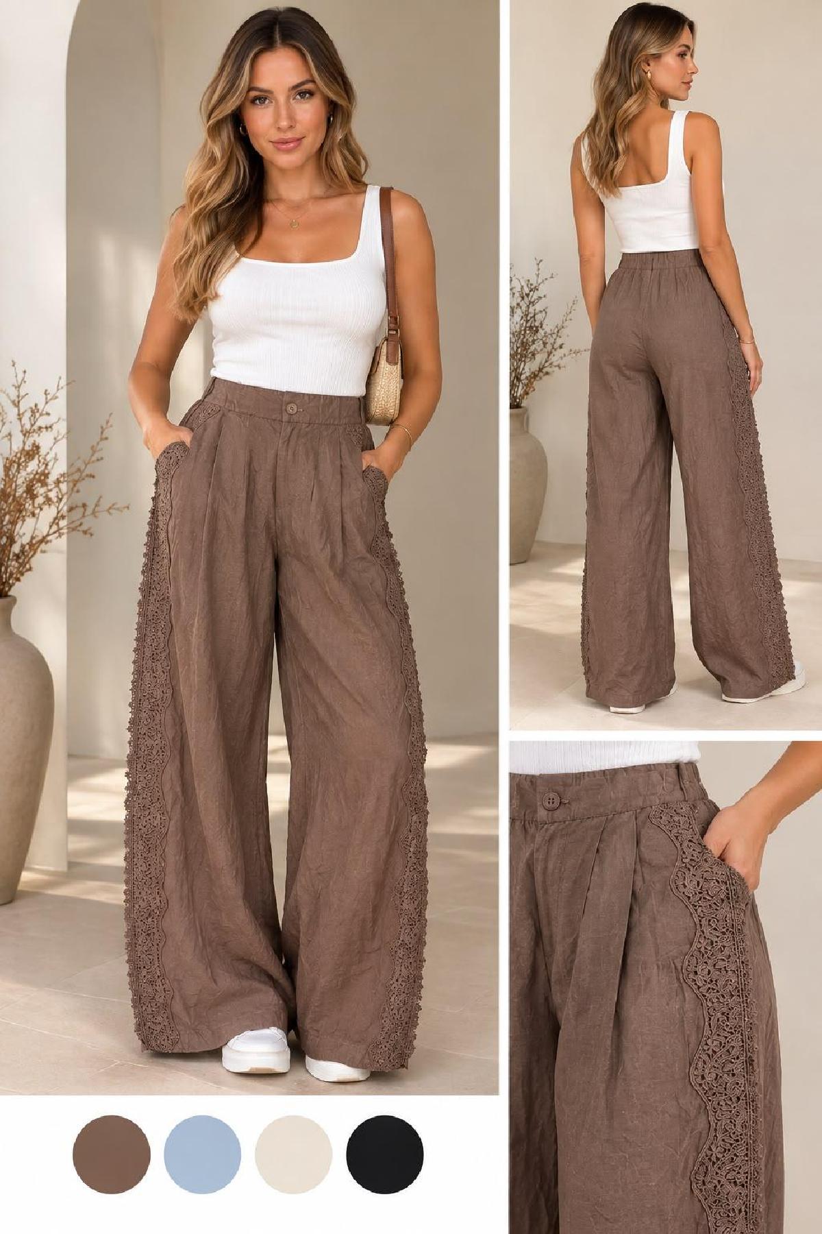 Foto do produto Calça Fem Eagle Rock Renda Pantalona Off White