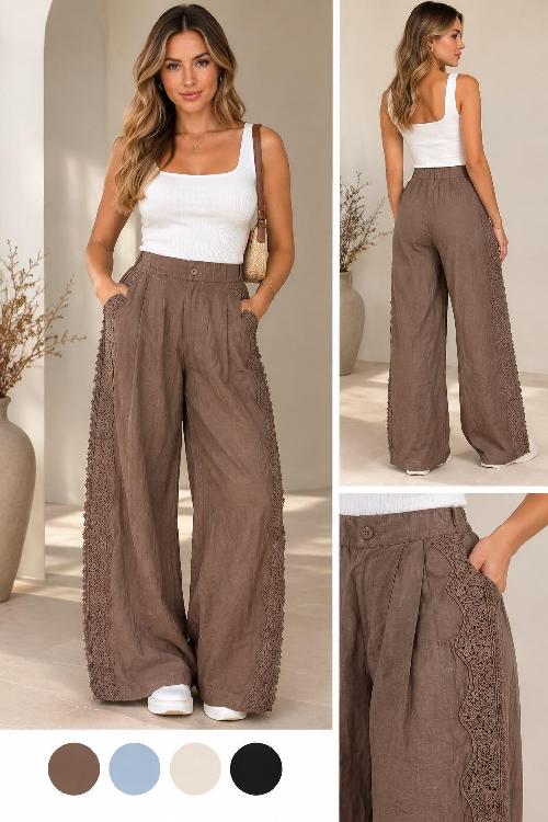 Foto do produto  Calça Fem Eagle Rock Renda Pantalona Off White