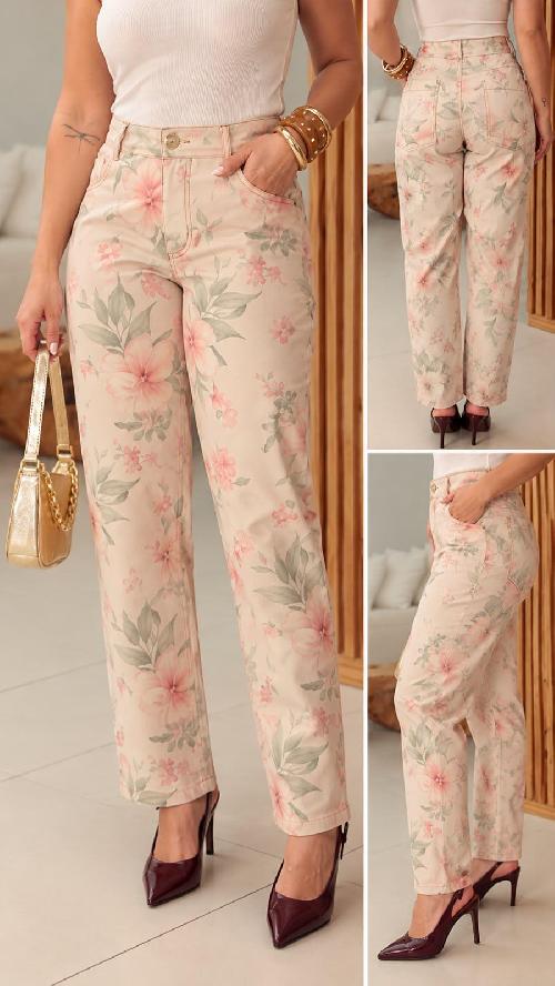 Foto do produto  Calça Fem Etiqueta Rosa Mom Floral