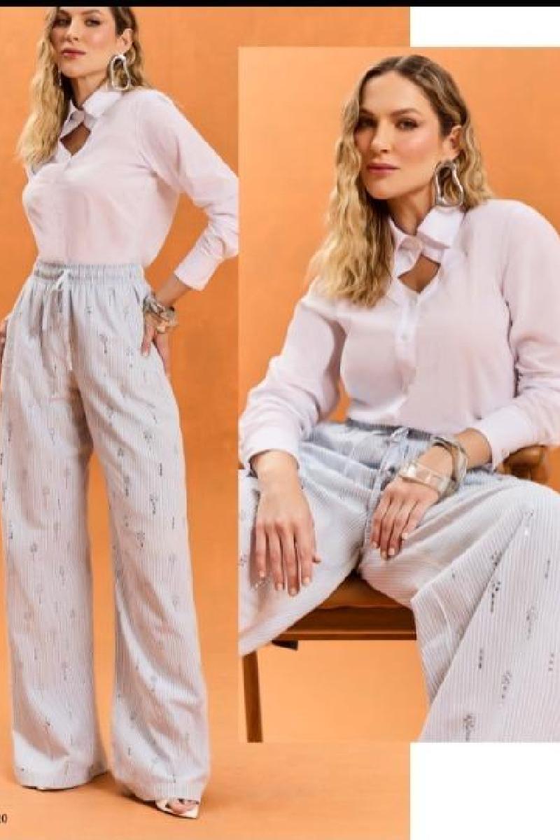 Foto do produto  Calça Fem Six One Tecido Pantalona Listras