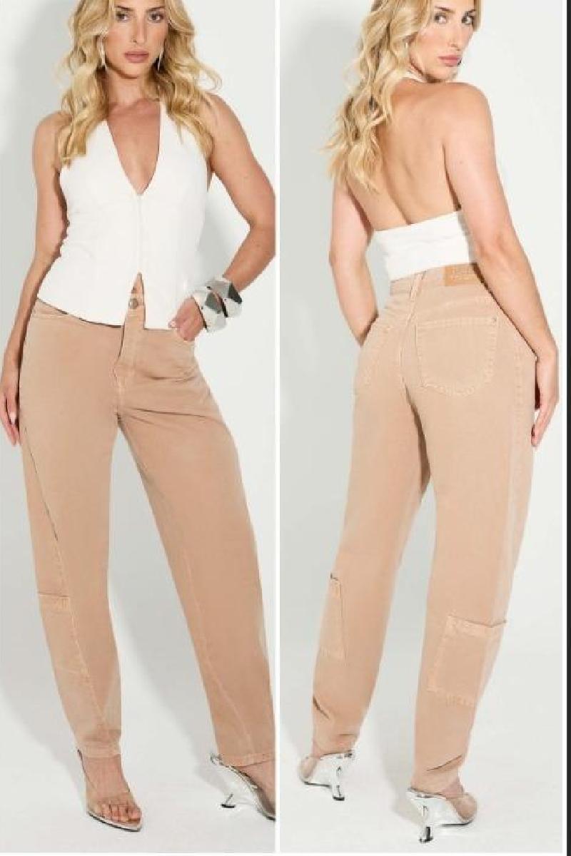 Foto do produto  Calça Fem Teezz Cargo Carrot Creme