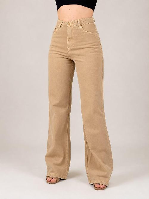 Foto do produto  Calça Fem Teezz Hot Pants Wide Leg Bege