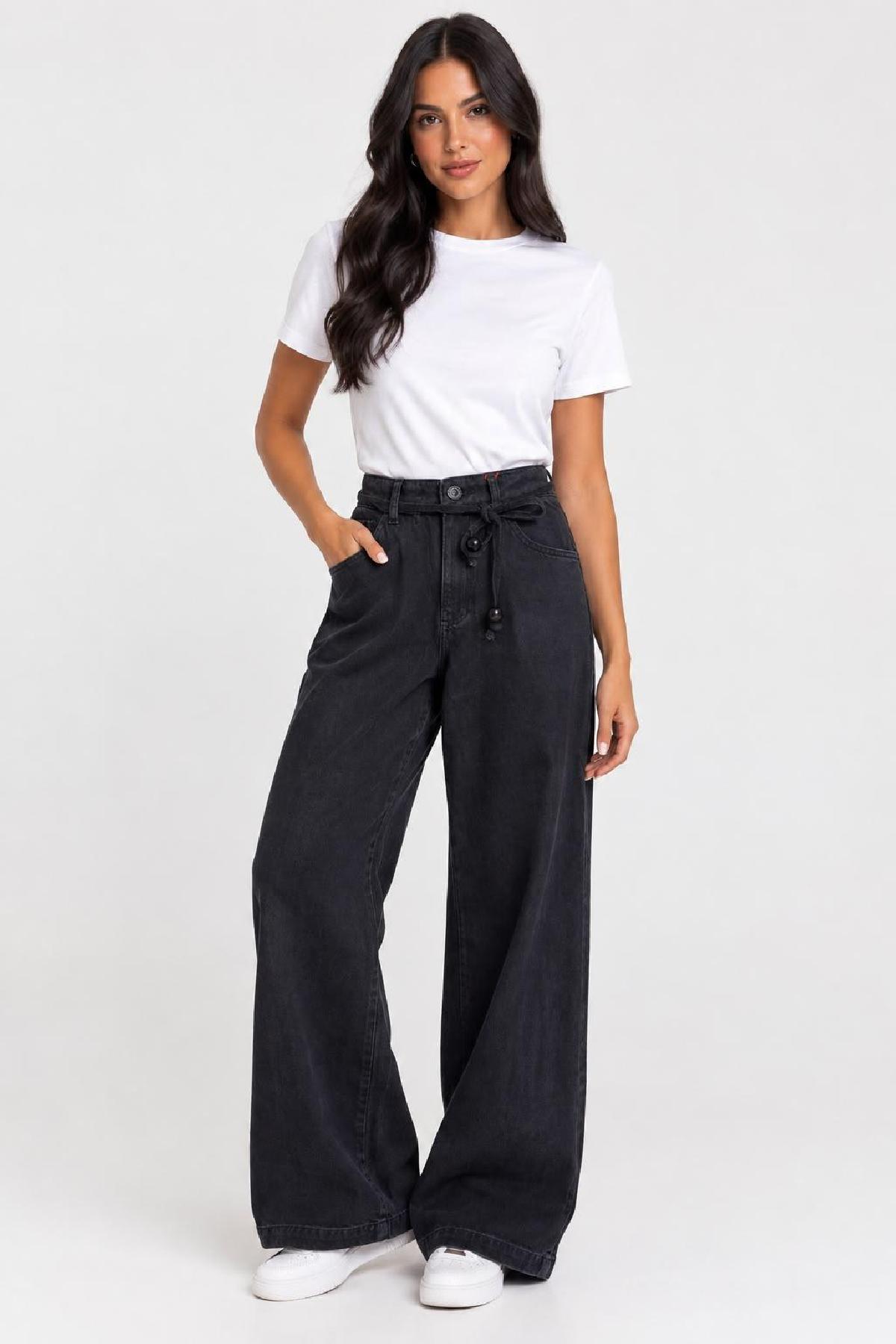 Foto do produto Calça Fem Teezz Hot Pants Wide Leg Preto