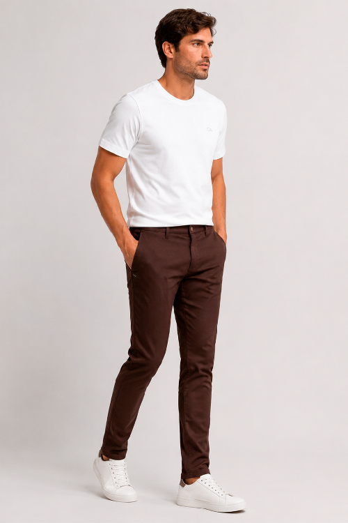 Foto do produto  Calça Masc. Ogochi Bolso Faca Skinny Marrom