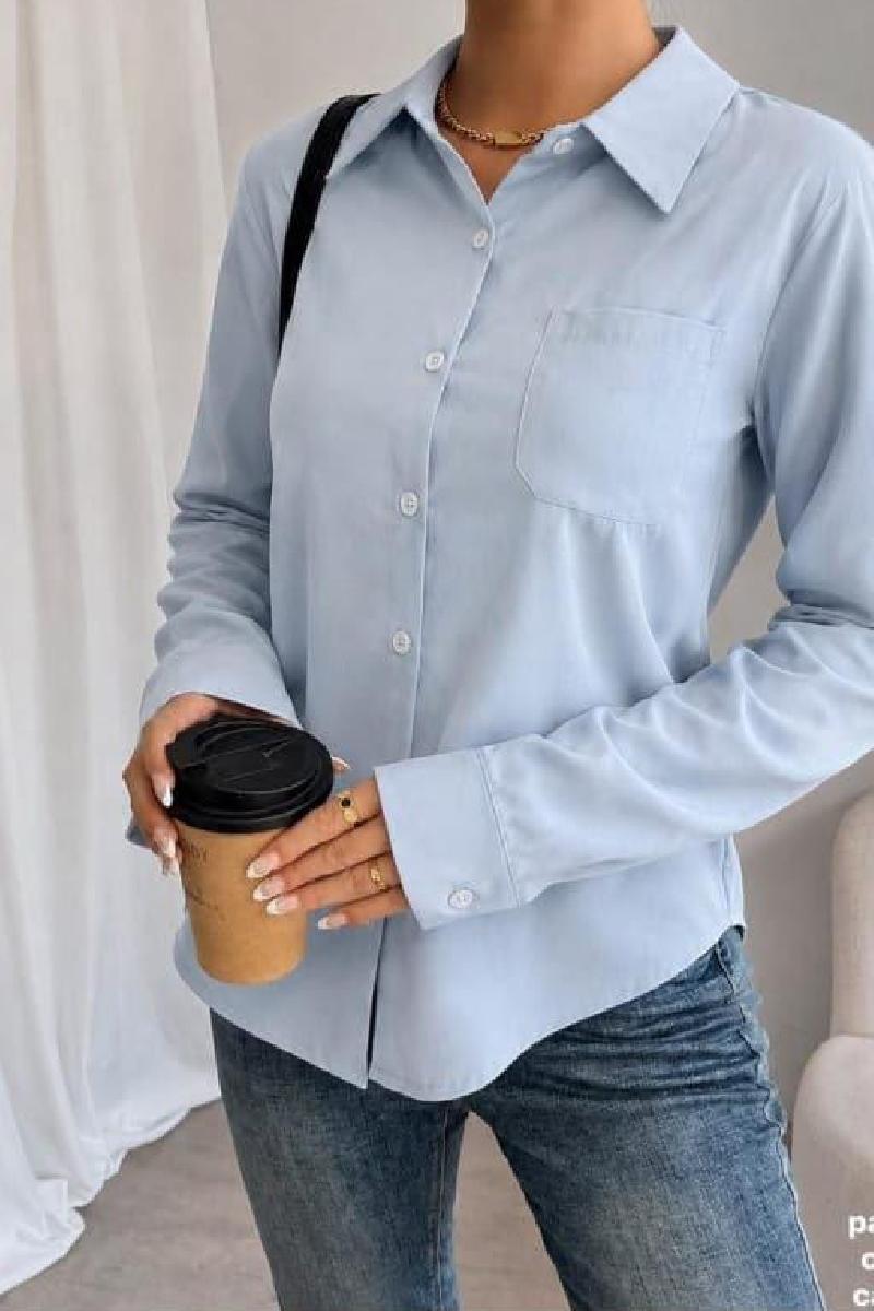 Foto do produto  Camisa Fem. Aedd Elastano Manga Longa Azul Bebe