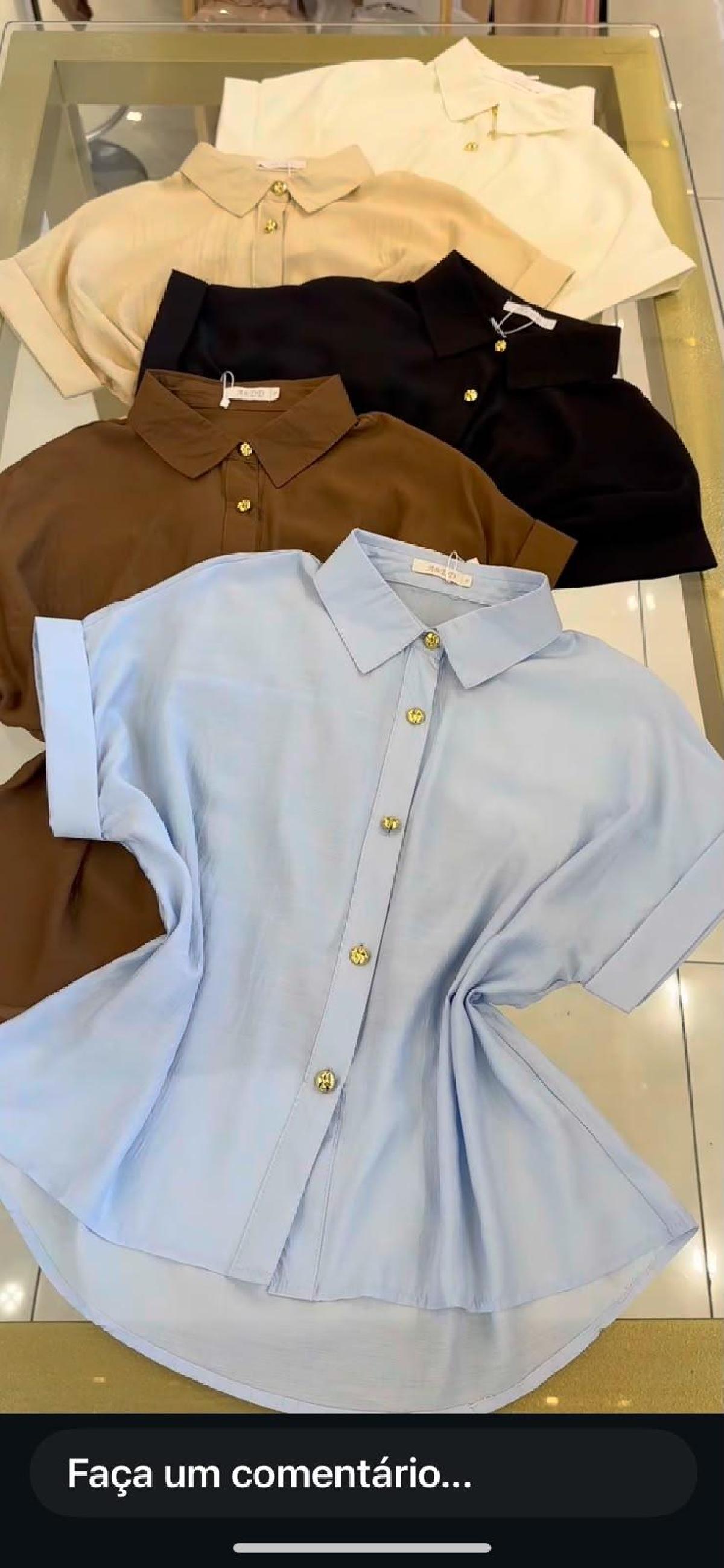 Foto do produto Camisa Fem. Aedd Solta Manga Curta Marrom
