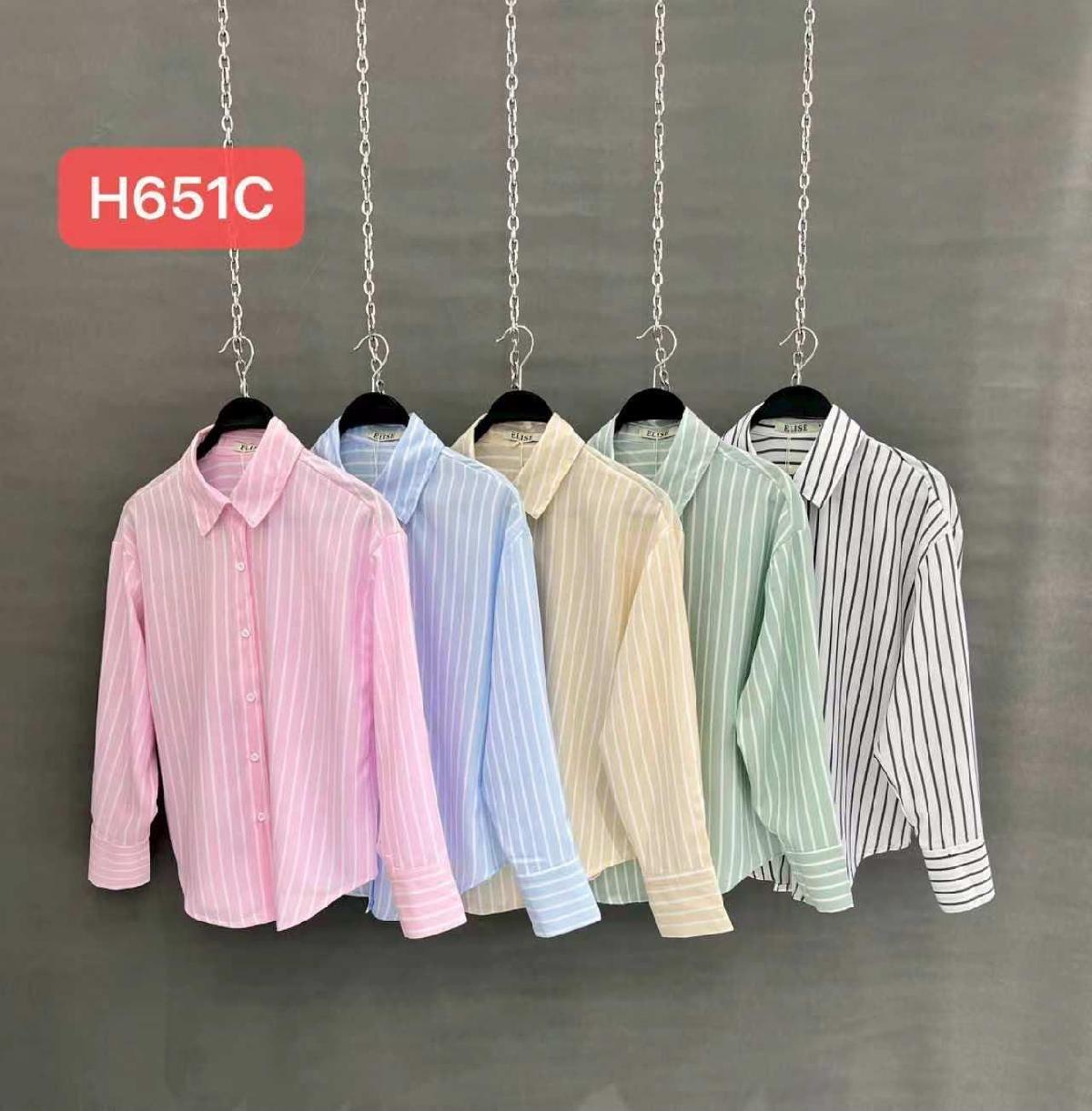Foto do produto Camisa Fem. Elise Listras Manga Longa Branco