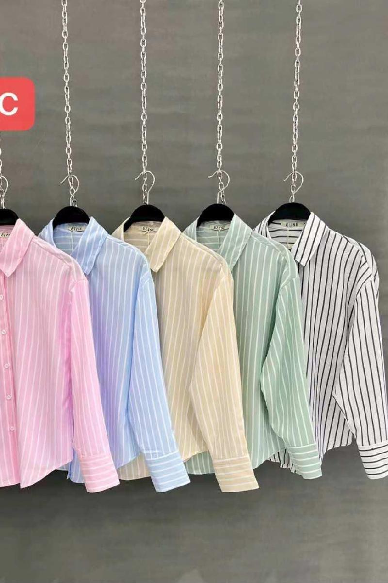 Foto do produto  Camisa Fem. Elise Listras Manga Longa Branco
