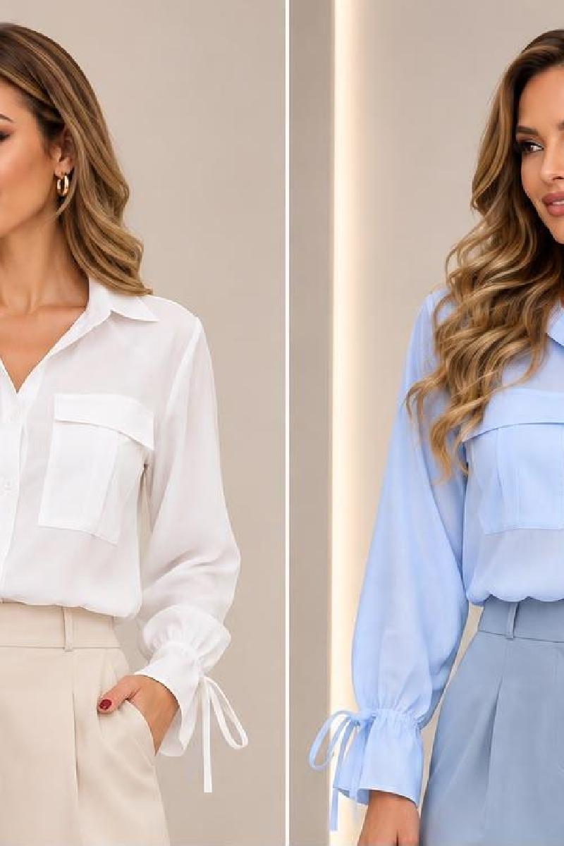 Foto do produto  Camisa Fem. Espaço Virtual Tricoline Com Elastano Bolso  Branco