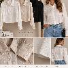 Foto do produto Camisa Fem. Heli Fashion Acetinada Cropped Preto