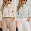 Foto do produto Camisa Fem. Heli Fashion Listras  Caqui