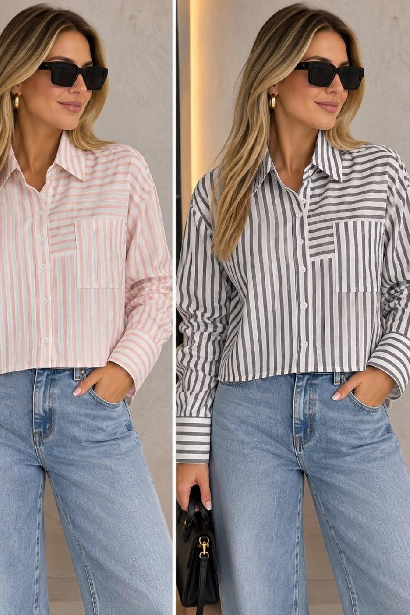 Foto do produto  Camisa Fem. Heli Fashion Listras Preto