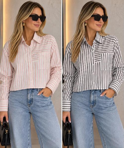 Foto do produto  Camisa Fem. Heli Fashion Listras  Rosa