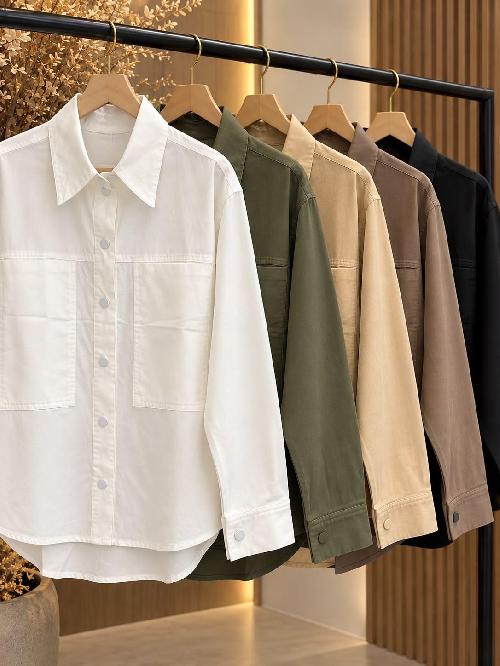 Foto do produto  Camisa Fem. Lin Sp Bolso Basica  Verde Militar