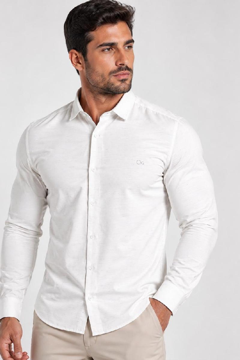 Foto do produto  Camisa Masc. Ogochi Flamê Slim Branco