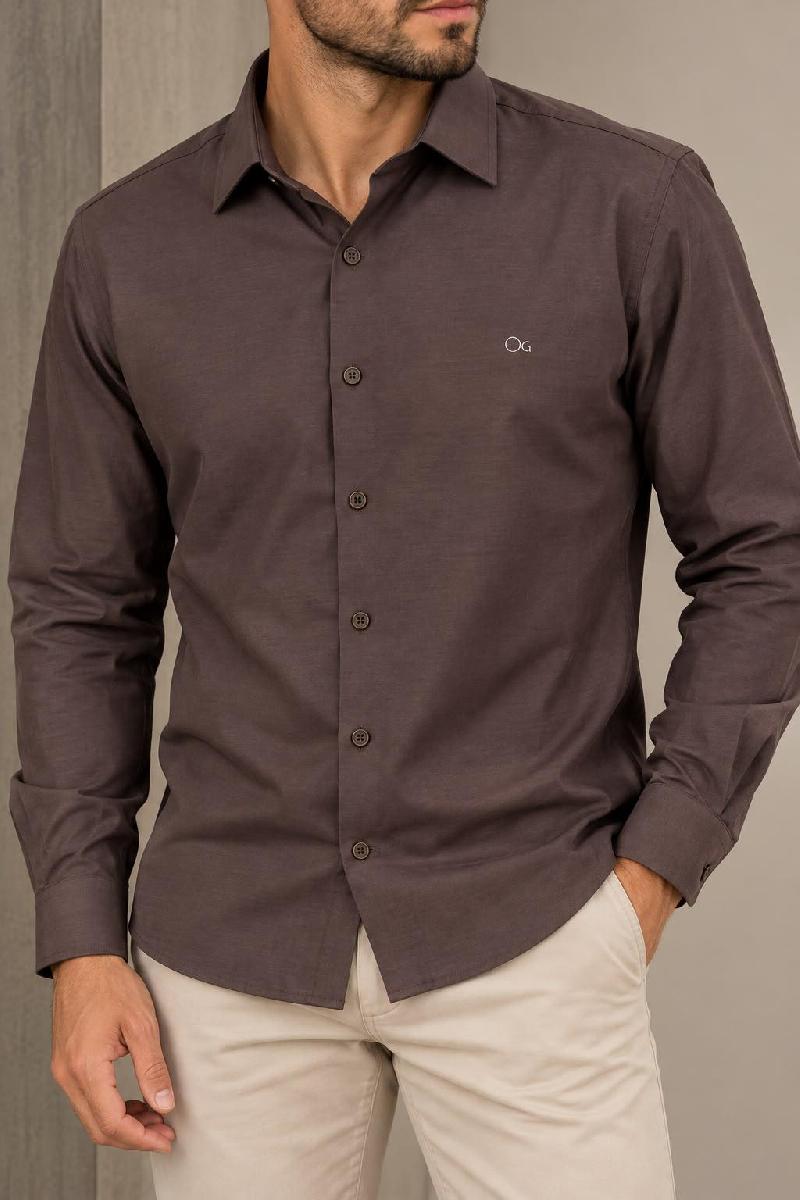 Foto do produto  Camisa Masc. Ogochi Slim Marrom Café