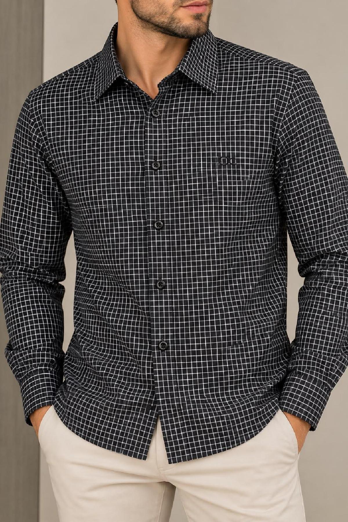 Foto do produto Camisa Masc. Ogochi Slim Xadrez Preto