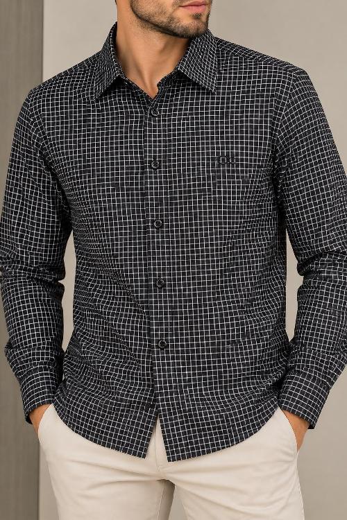 Foto do produto  Camisa Masc. Ogochi Slim Xadrez Preto