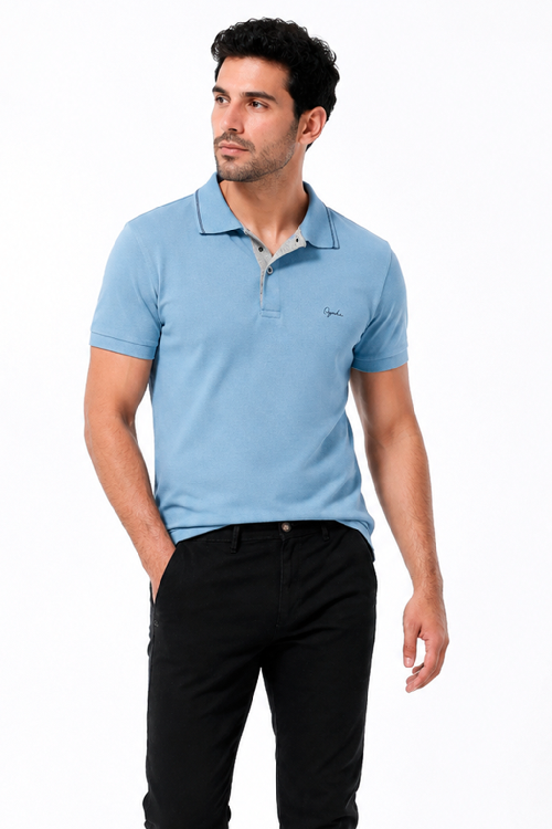 Foto do produto  Camisa Polo Ogochi Elastano Slim Azul Bebe