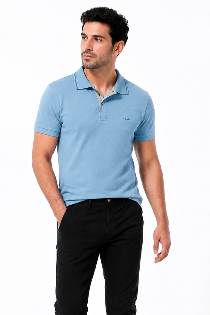 Foto do produto  Camisa Polo Ogochi Elastano Slim Azul Bebe