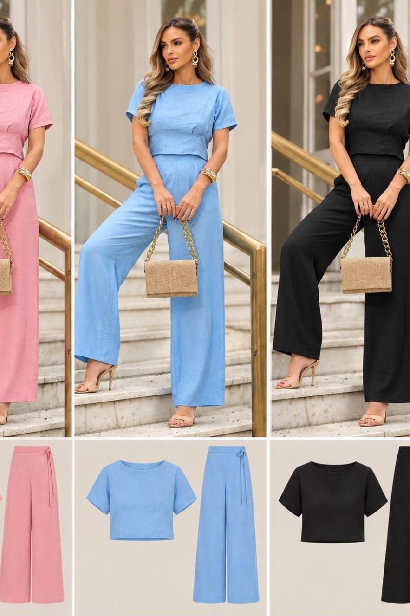 Foto do produto  Conjunto Espaço Virtual Pantalona Blusa E Calça  Preto