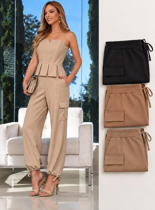 Foto do produto  Conjunto Espaço Virtual Preto 2r46134614 Peplum Top E Calça Preto