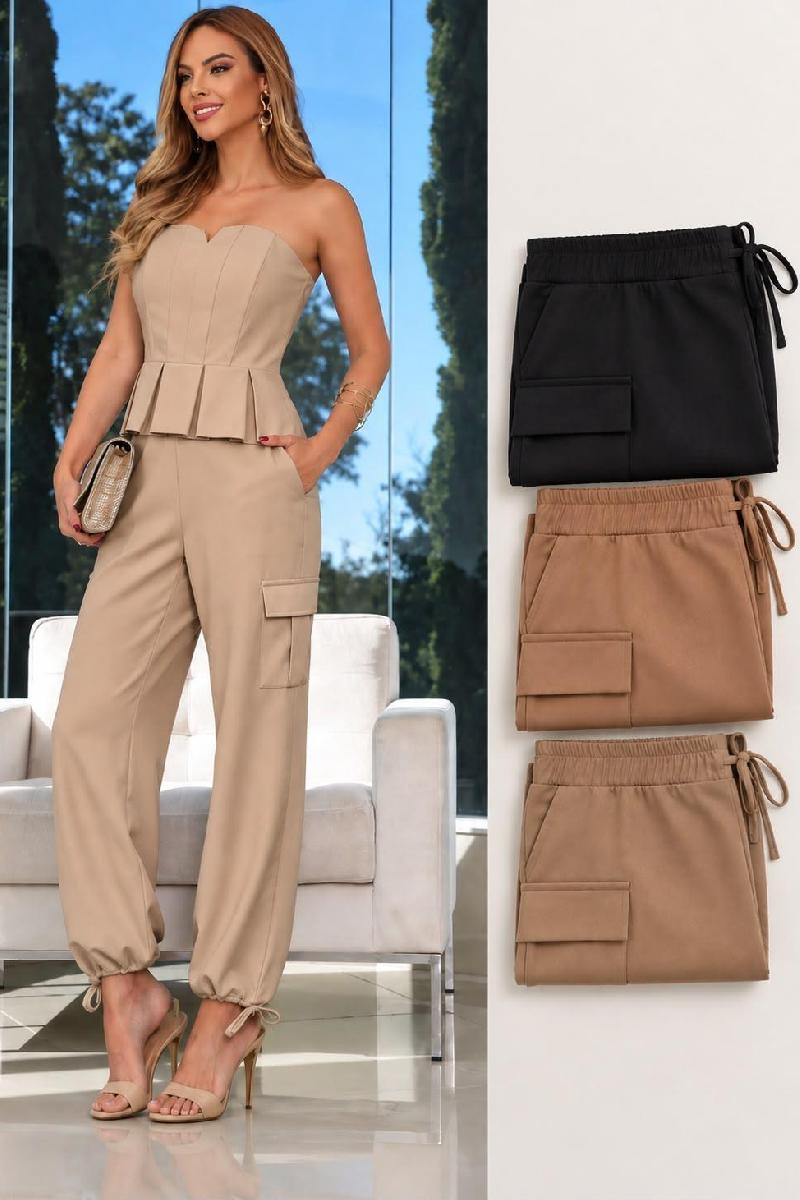 Foto do produto  Conjunto Espaço Virtual Preto 2r46134614 Peplum Top E Calça Preto