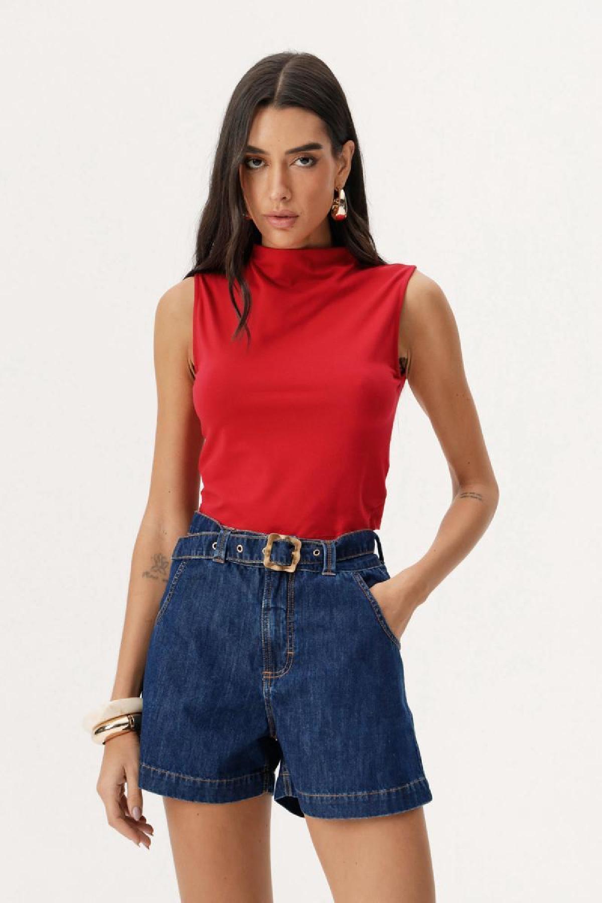 Foto do produto Cropped Deliz Gola Alta Regata  Vermelho