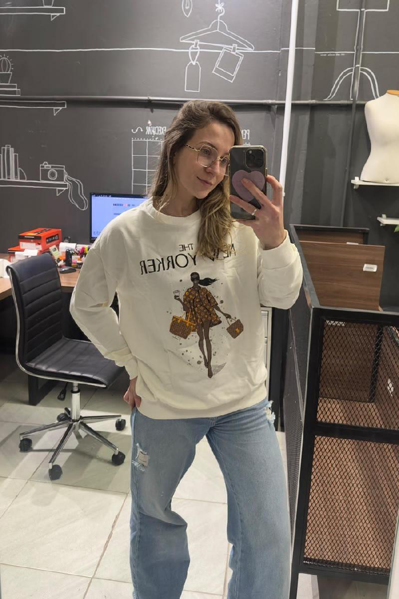 Foto do produto  Moletom Fem. Kambess Champagne Estampado Champagne