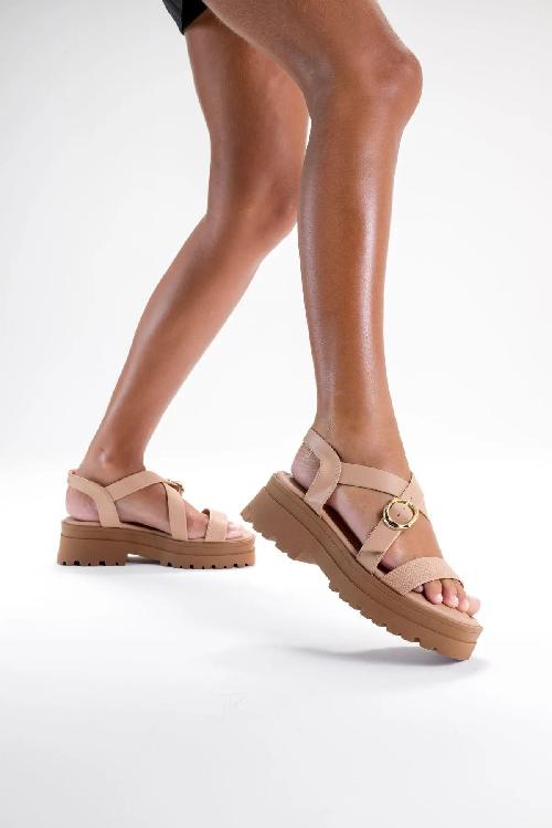 Foto do produto  Sandália Casual Ramarim Tira Larga Tratorada Caqui