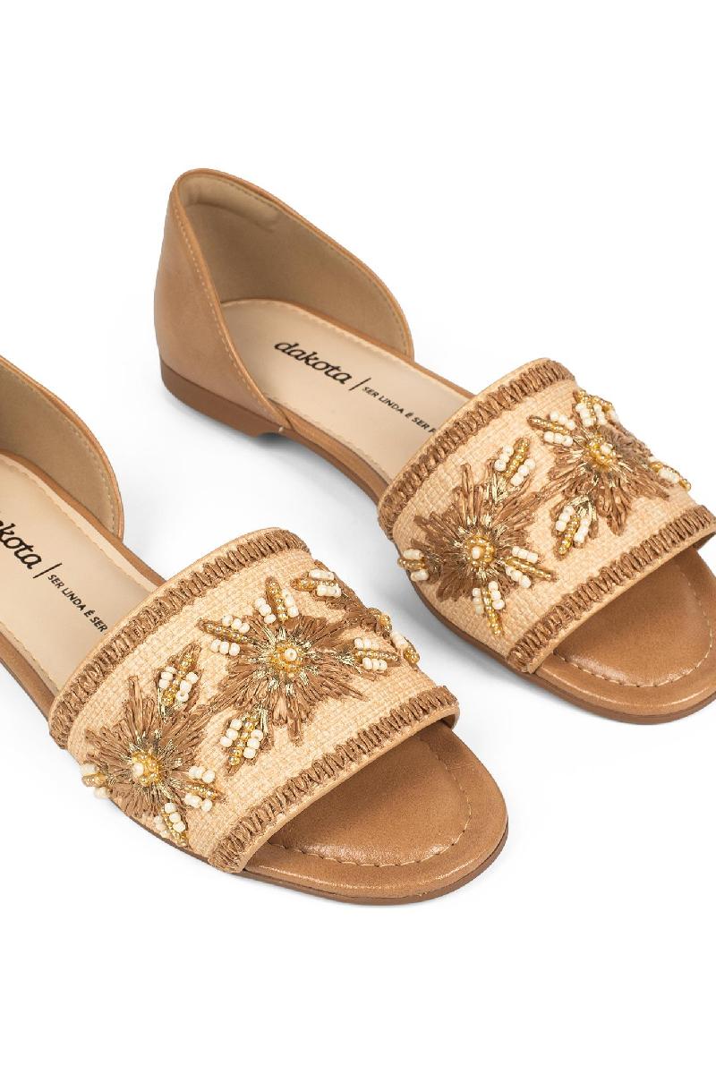 Foto do produto  Sandália Rasteira Dakota Slingback Palha Natural